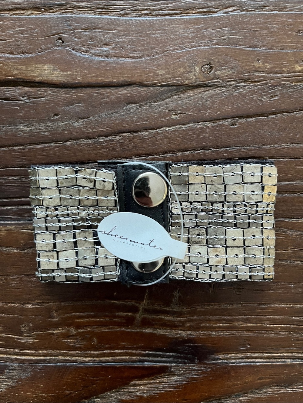 NEW! Sheerwater Beaded Cuff Bracelet - Silver and Cream